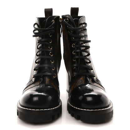 Louis Vuitton Patent Calfskin Monogram Star Trail Ankle Boots 38 Black 3 of 9