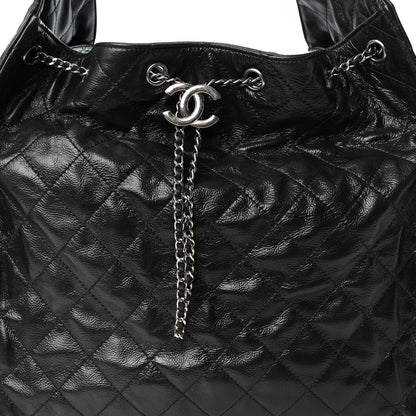 Chanel Shiny Crumpled Calfskin Quilted Medium Chanel 25 Handbag Black 9 of 11