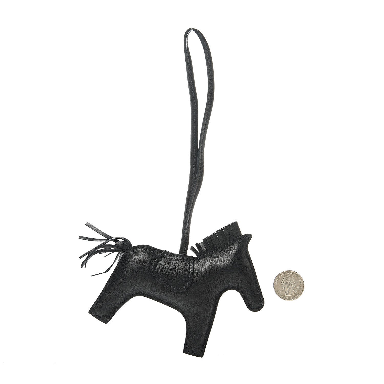 Hermes Milo Lambskin Grigri Rodeo Horse Bag Charm MM So Black 2 of 5