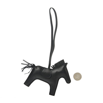 Hermes Milo Lambskin Grigri Rodeo Horse Bag Charm MM So Black 2 of 5