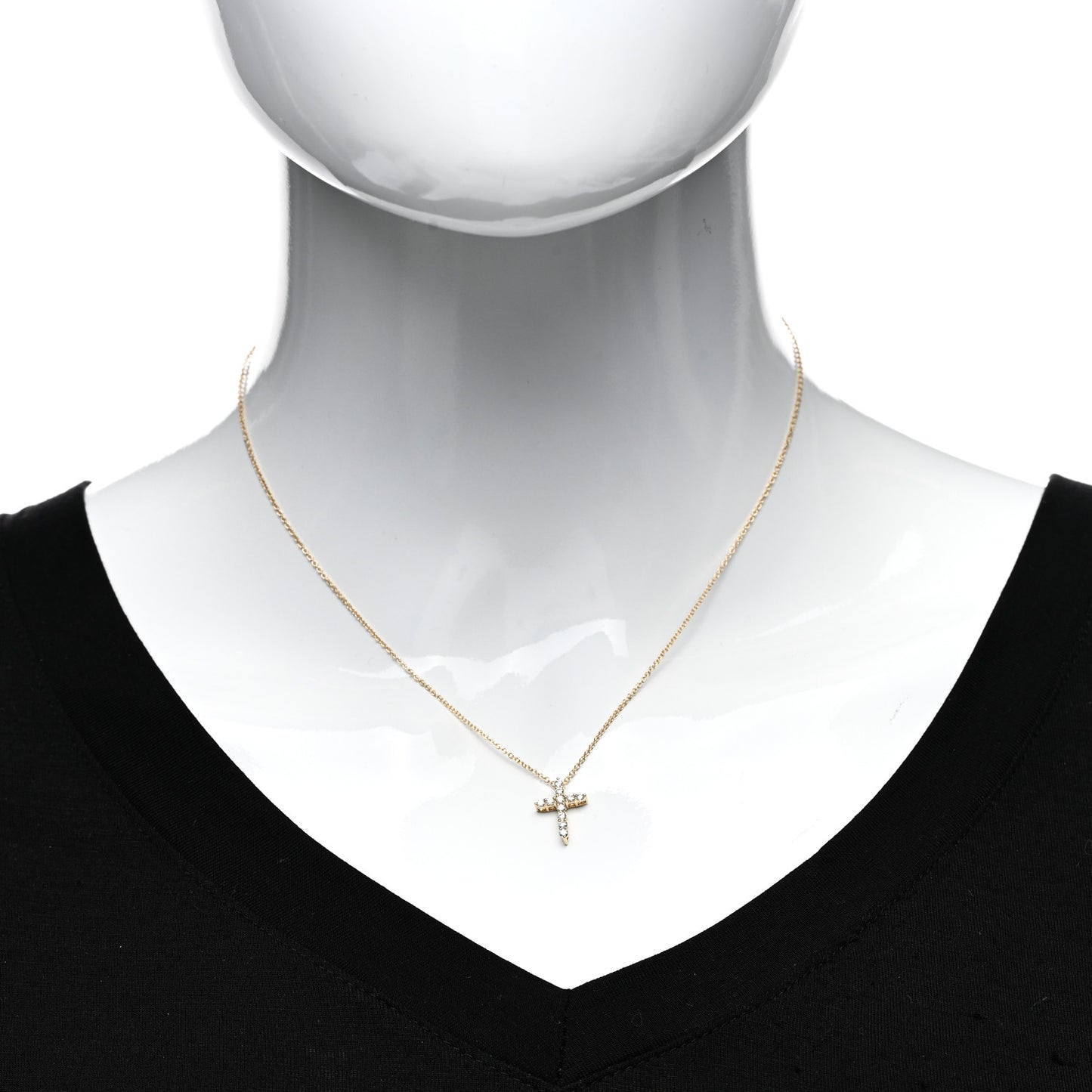 18K Rose Gold Diamond Cross Pendant Necklace