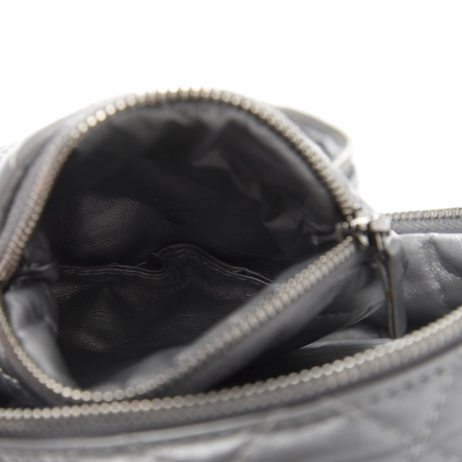Chanel Metallic Aged Calfskin Quilted Round Bag Silver 7 of 12
