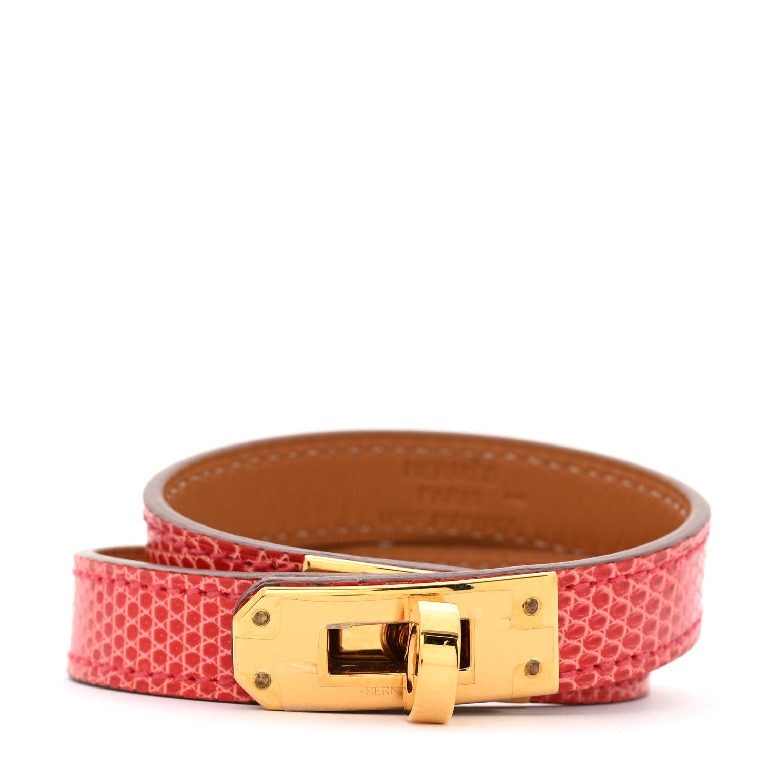 Hermes Lizard Kelly Double Tour Bracelet S Bougainvillea 1 of 7