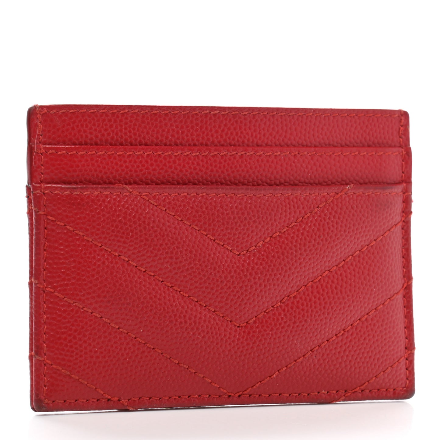 Grain De Poudre Matelasse Chevron Monogram Credit Card Case New Red