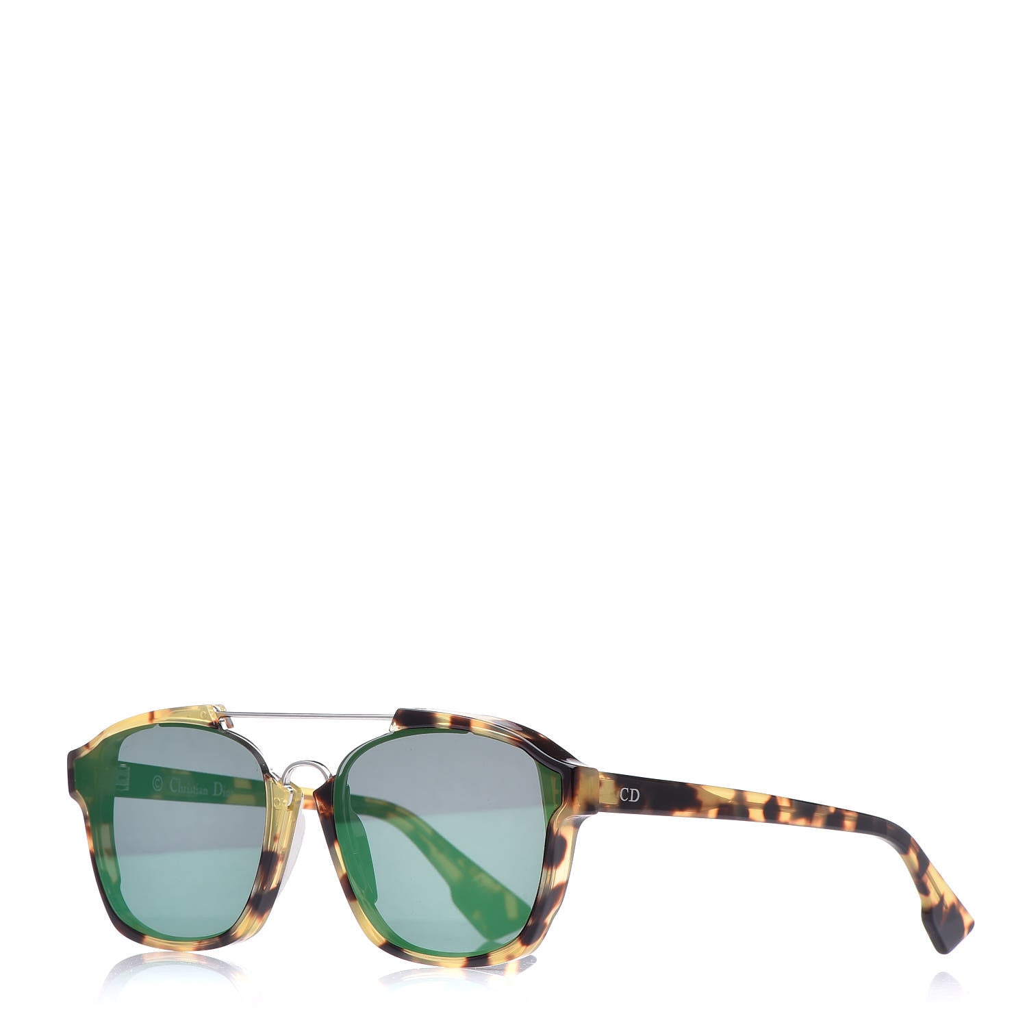 Christian Dior Abstract Square Mirrored Sunglasses Spotted Havana Green 1 of 9