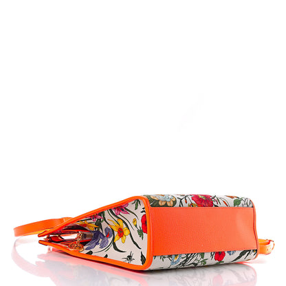 Gucci Canvas Medium Flora Tote White Multicolor Orange Fluo 4 of 9