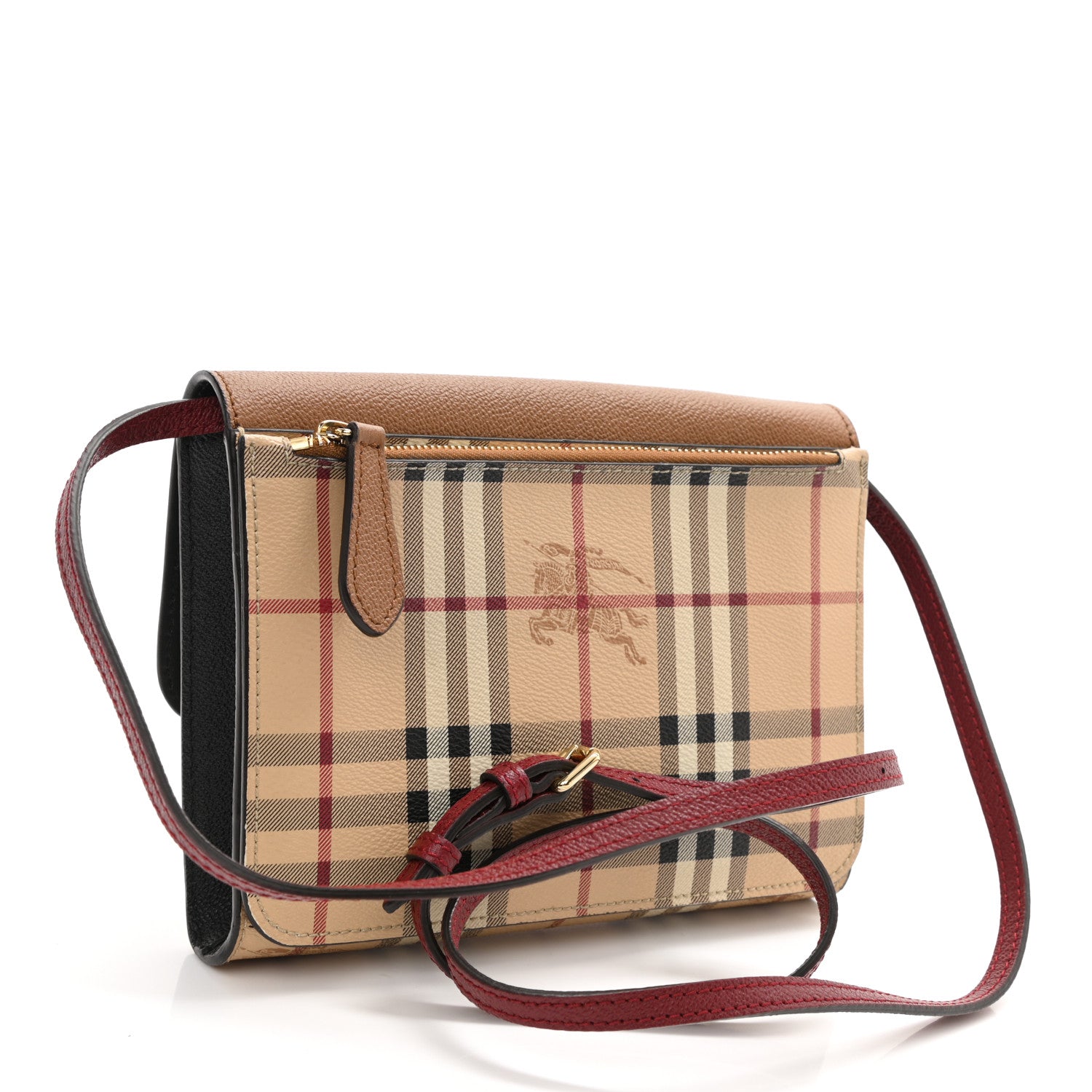 Burberry Derby Calfskin Haymarket Check Small Loxley Crossbody Bright Toffee Multicolor 3 of 8