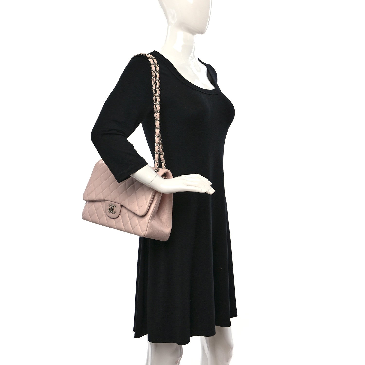 Chanel Caviar Quilted Jumbo Double Flap Light Pink 2 of 10