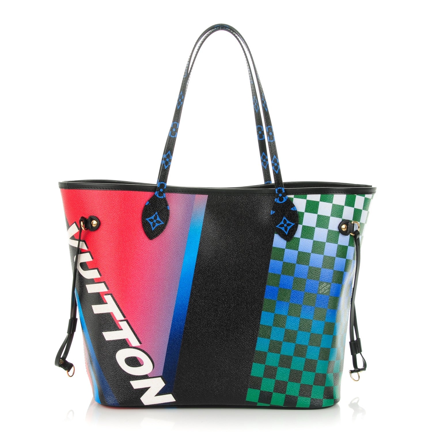 Louis Vuitton Damier Race Neverfull MM Noir Rouge 3 of 8