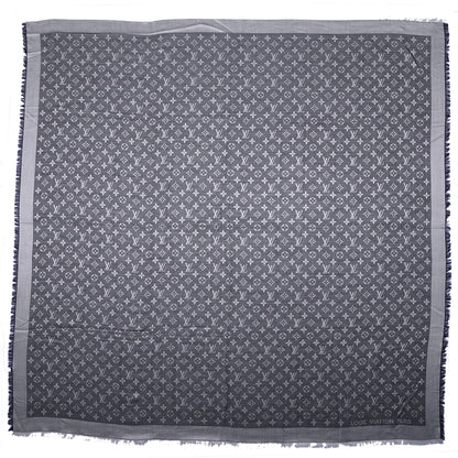 Louis Vuitton Wool Silk Monogram Denim Shawl Black 1 of 4