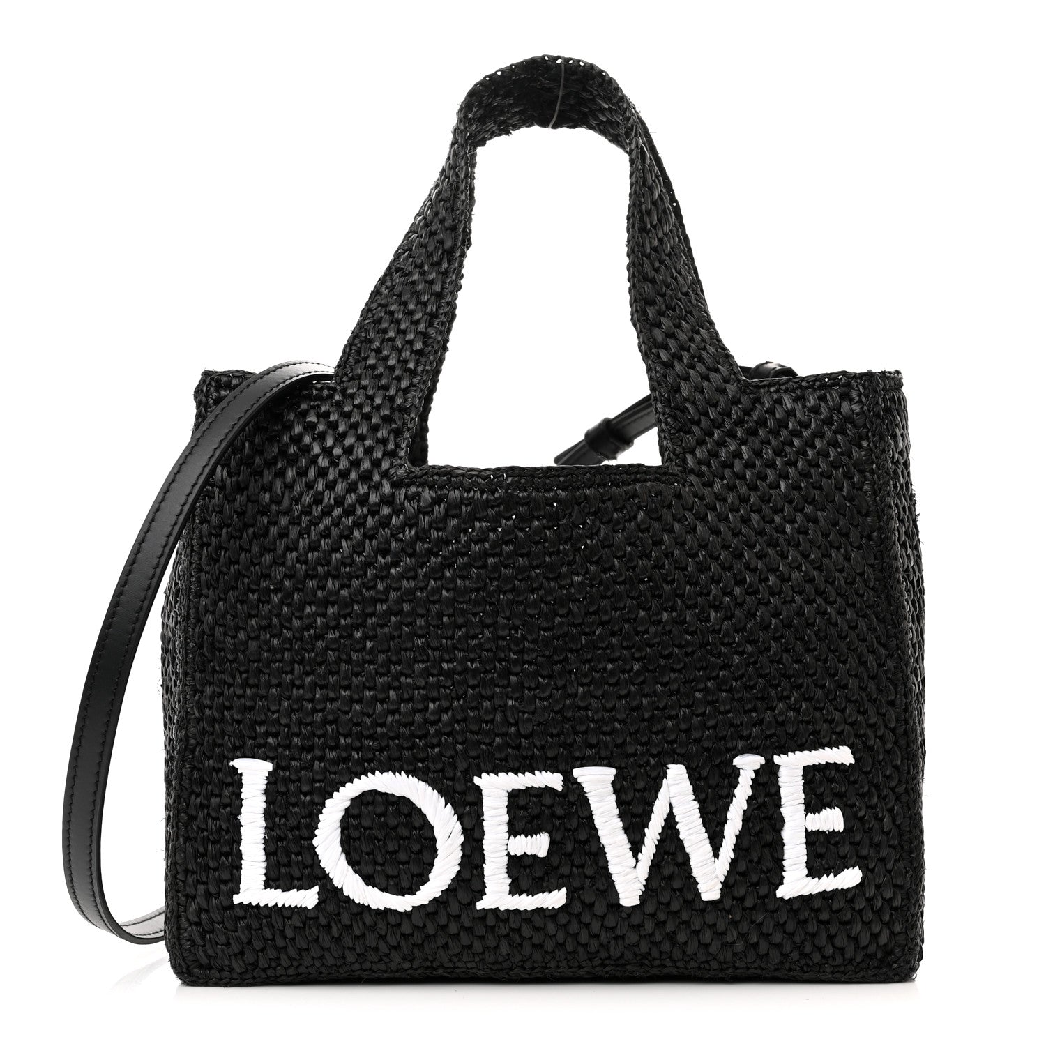 Loewe Raffia Small Paula's Ibiza Logo Tote Black White 1 of 9