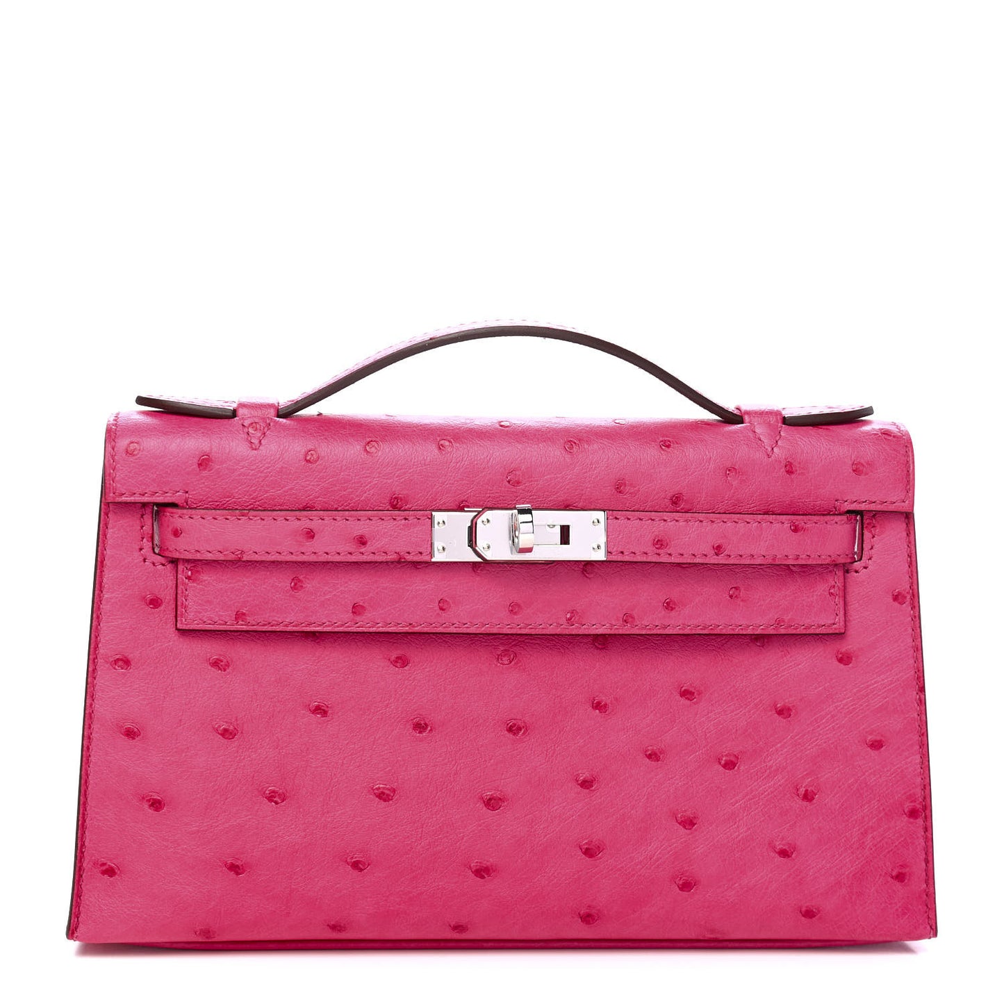 Ostrich Kelly Pochette Rose Tyrien