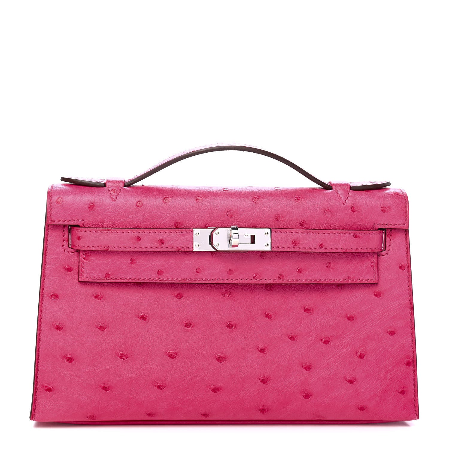 Hermes Ostrich Kelly Pochette Rose Tyrien 1 of 8