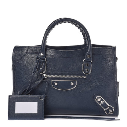 Balenciaga Chevre Silver Metallic Edge Hardware S City Bleu de Minuit 1 of 7
