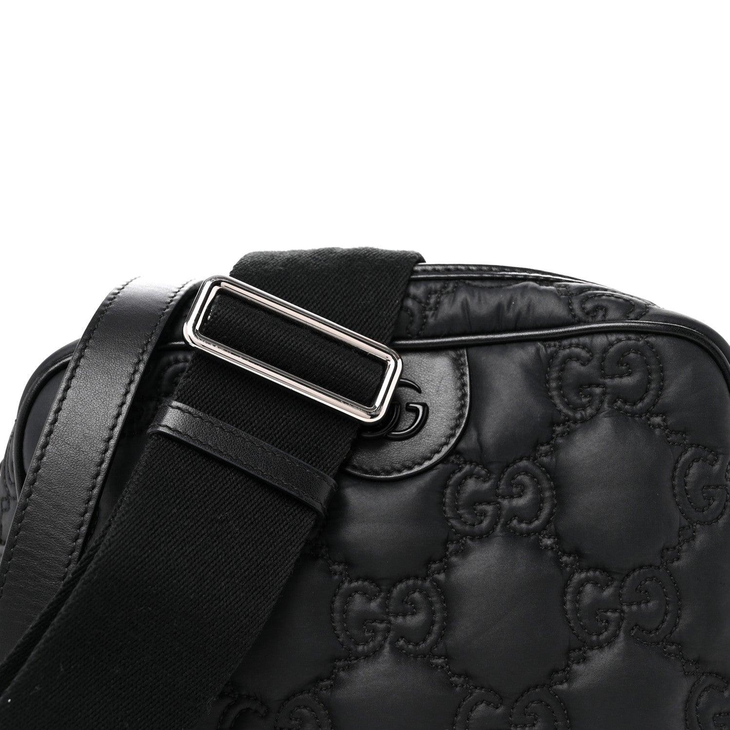 Gucci Nylon Calfskin Enamel GG Matelasse Shoulder Bag Black 8 of 10
