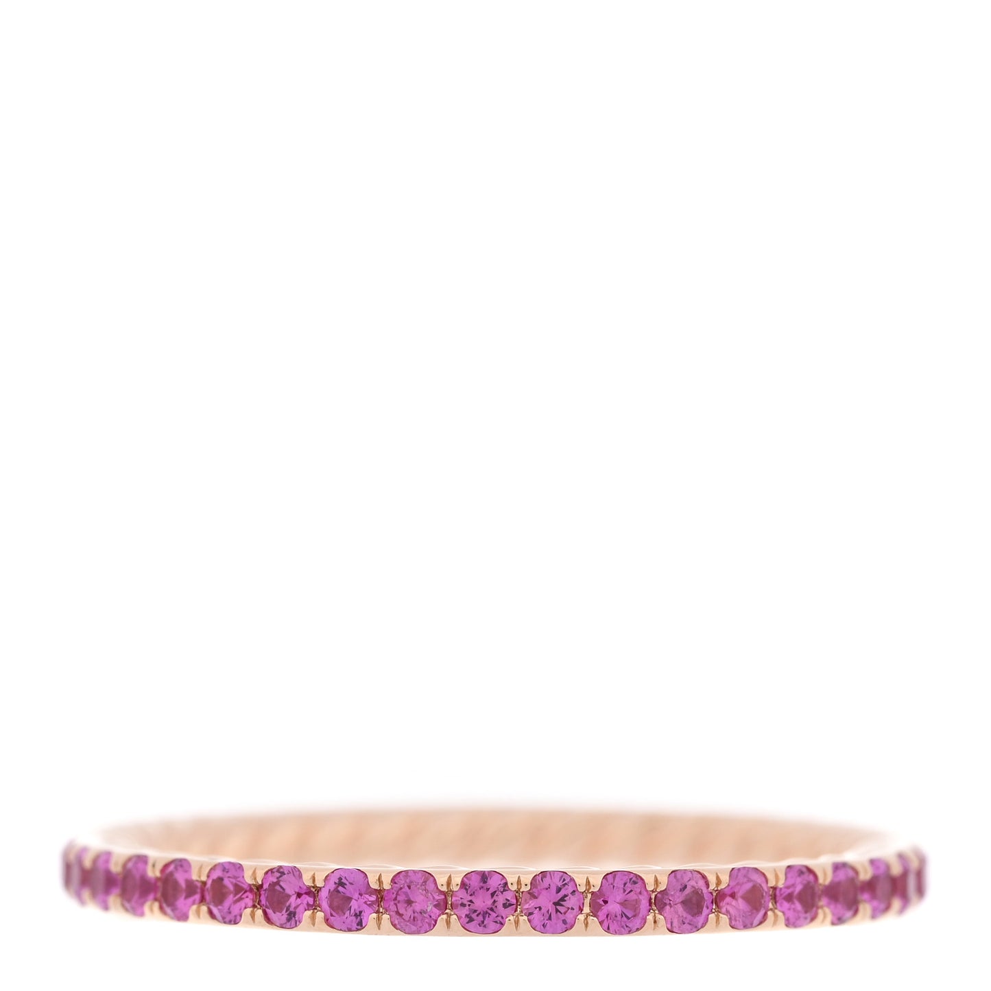 18K Rose Gold Pink Sapphire 2mm Pave Cable Collectibles Stack Ring 55 7.25