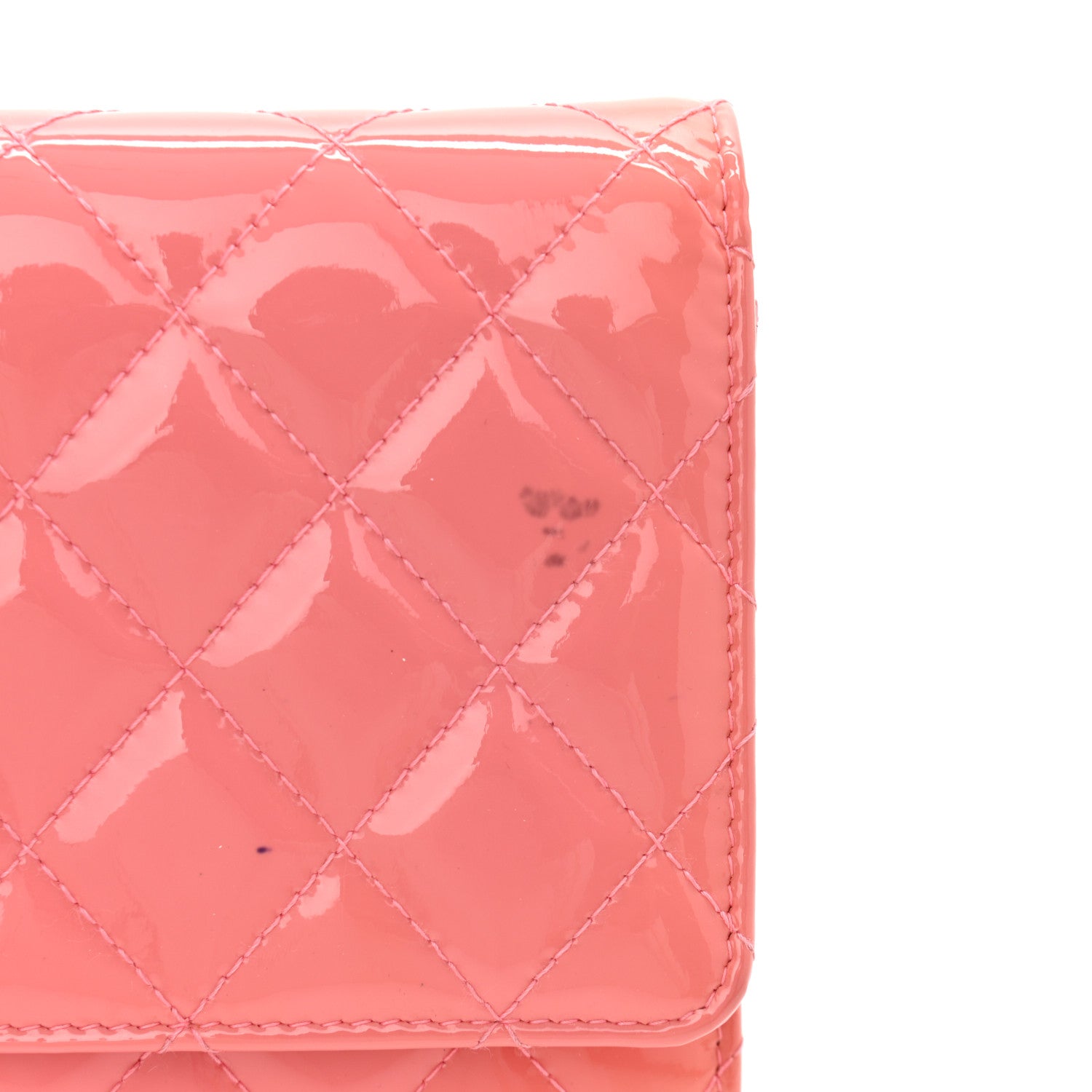 Chanel Patent Quilted Wallet On Chain WOC Coral 12 of 16