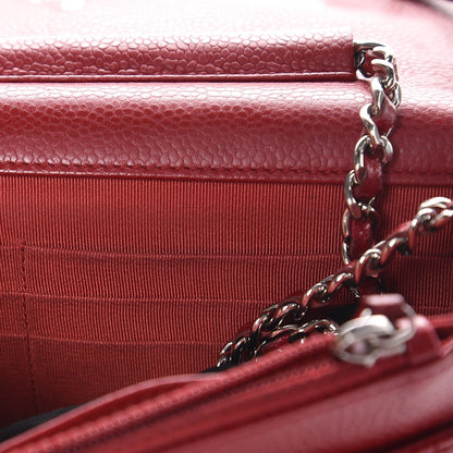 Chanel Caviar Quilted Wallet on Chain WOC Red 9 of 9