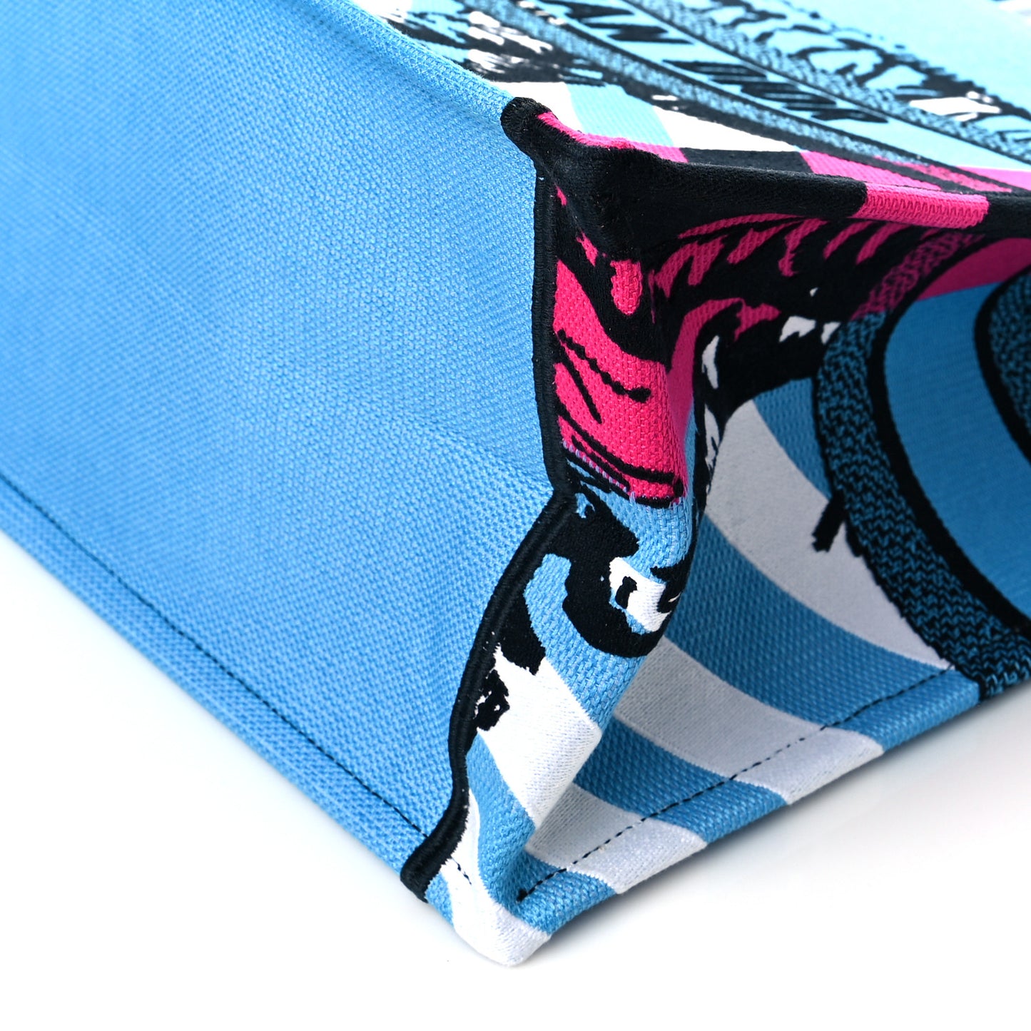 Canvas Embroidered Large Jungle Pop Book Tote Blue