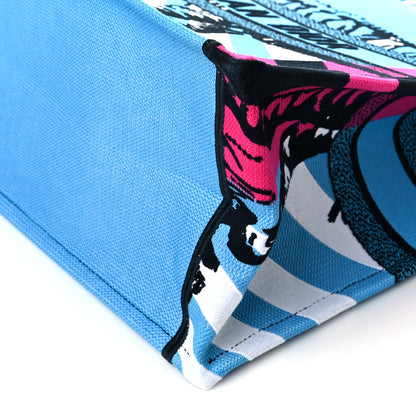 Christian Dior Canvas Embroidered Large Jungle Pop Book Tote Blue 10 of 11