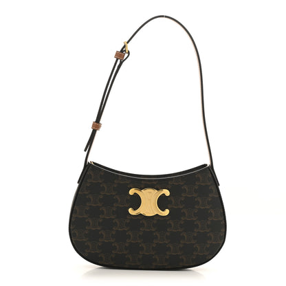 Celine Triomphe Canvas Calfskin Medium Tilly Triomphe Shoulder Bag Tan 1 of 10