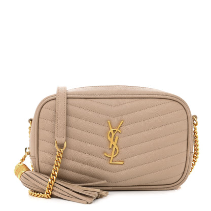 Saint Laurent Grain De Poudre Matelasse Monogram Mini Lou Camera Bag Dark Beige 1 of 10