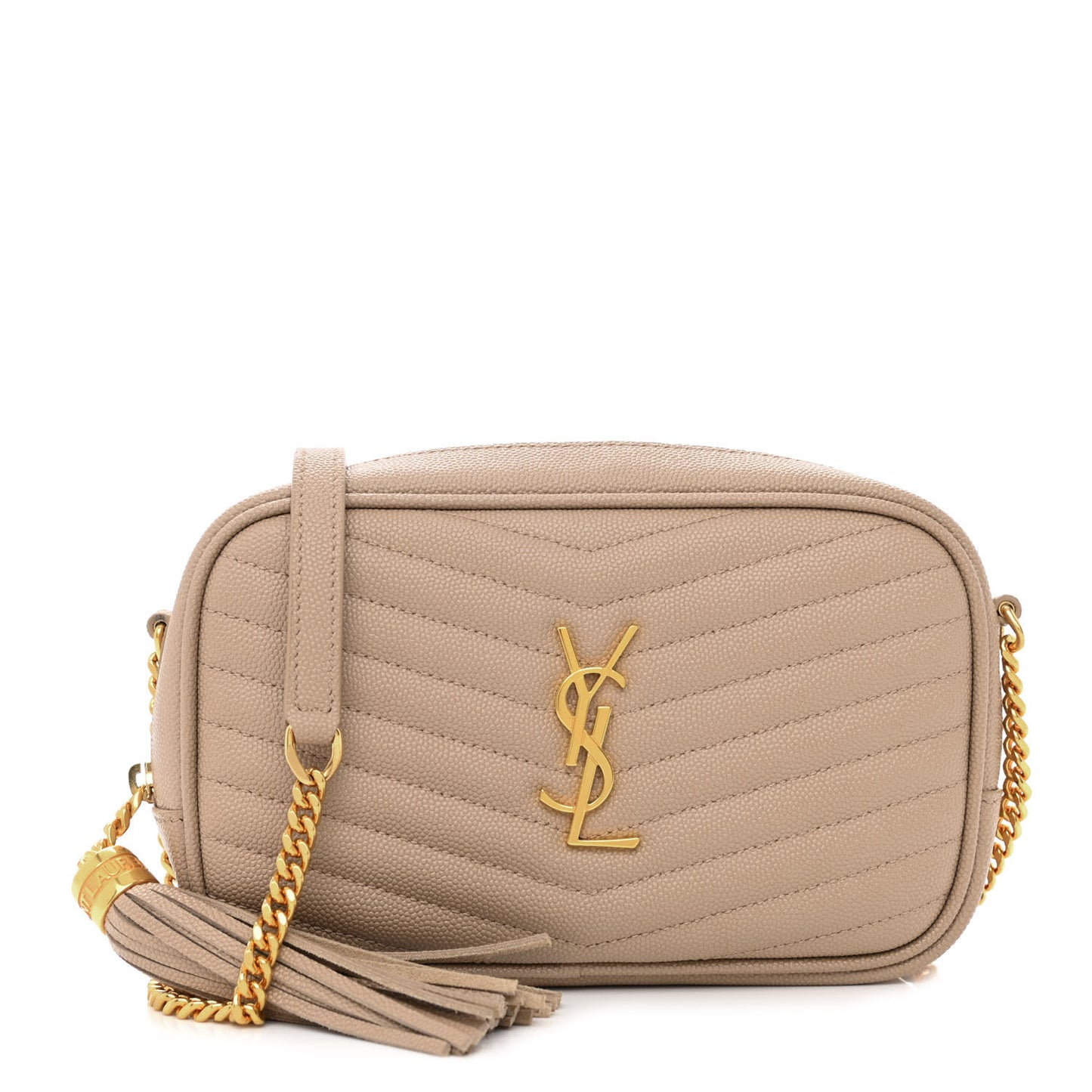 Grain De Poudre Matelasse Monogram Mini Lou Camera Bag Dark Beige