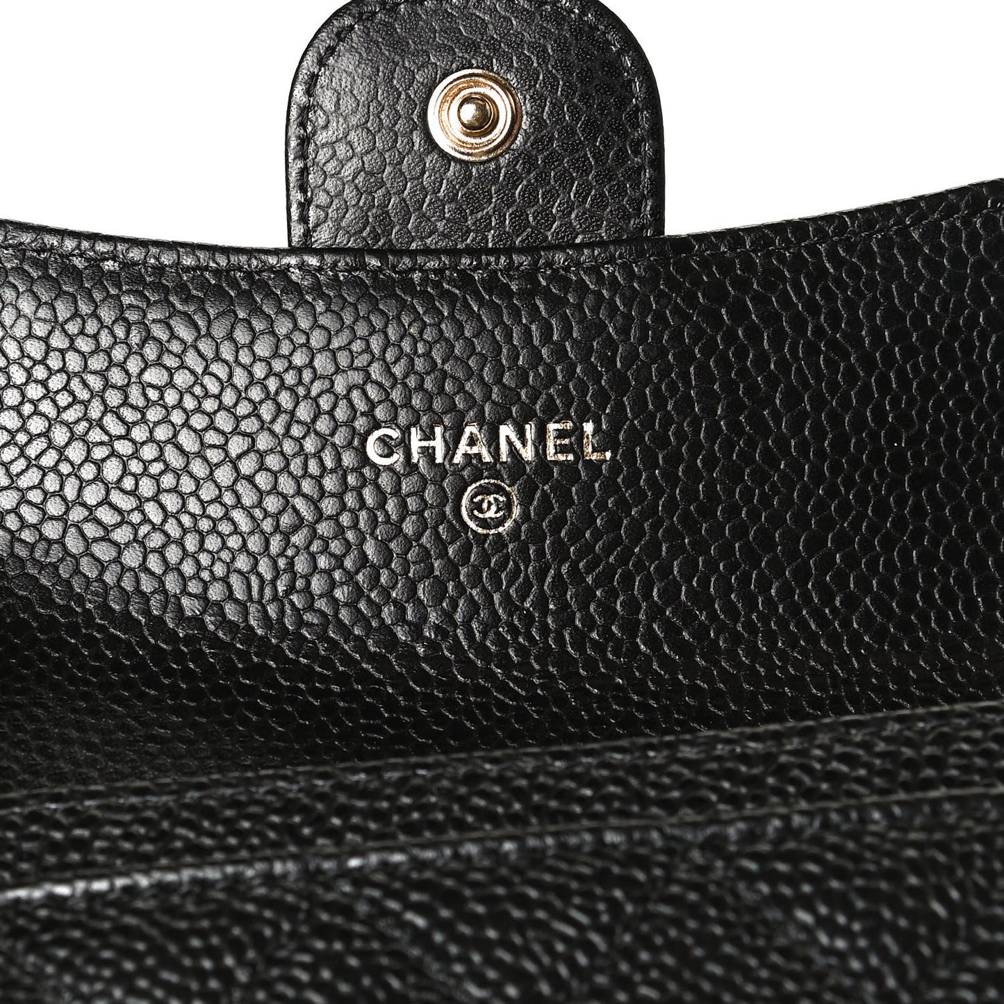 Caviar Quilted Flap Card Holder Black