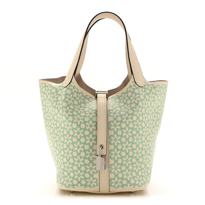 Hermes Swift Lucky Daisy Picotin Lock 18 PM Nata Vert 1 of 10