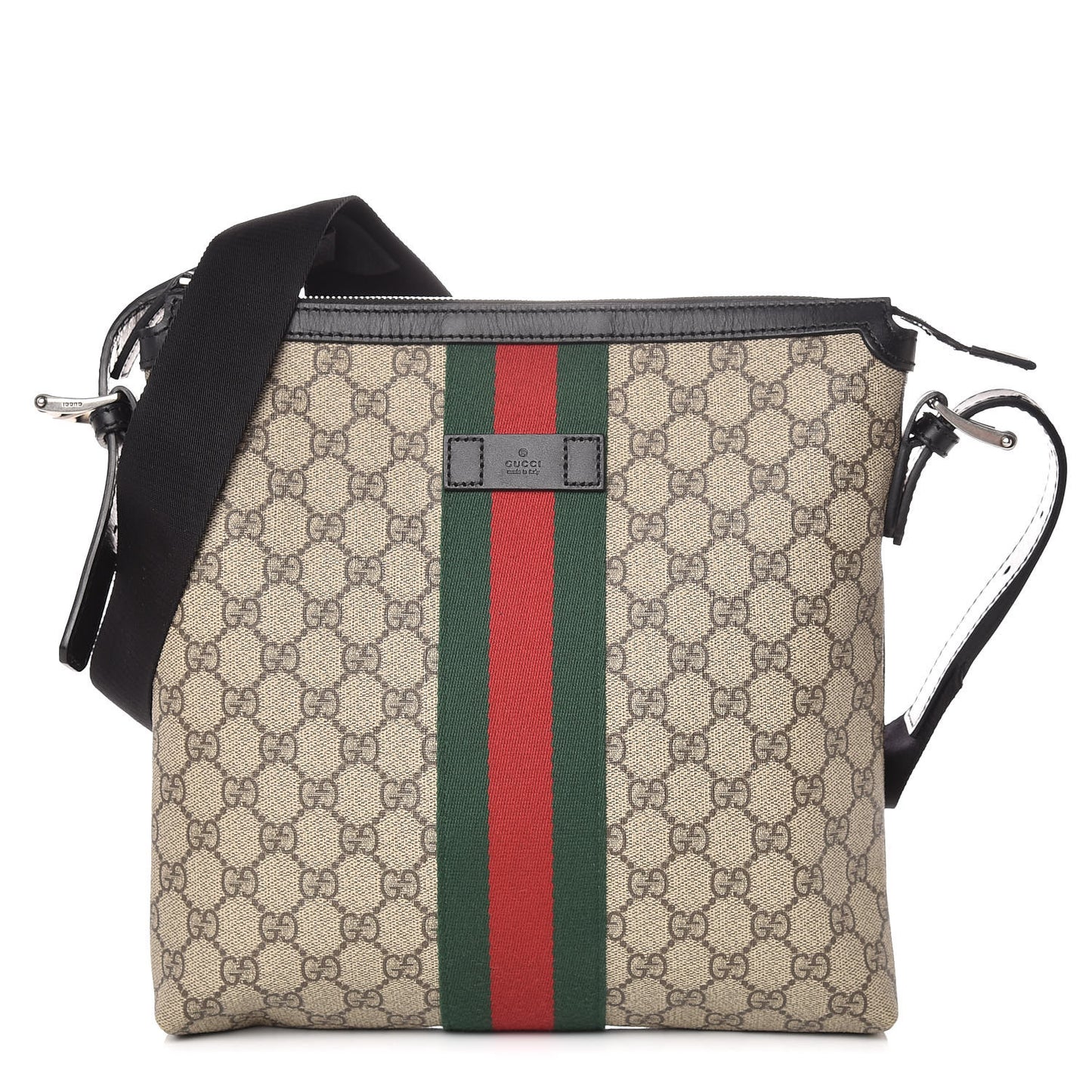 GG Supreme Monogram Web Messenger Bag Black