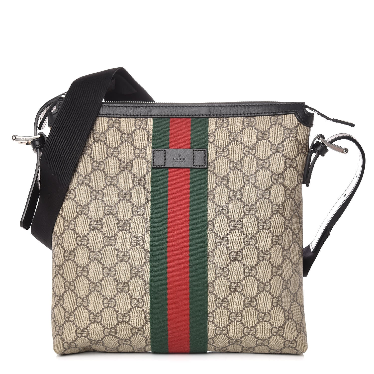 Gucci GG Supreme Monogram Web Messenger Bag Black 1 of 9