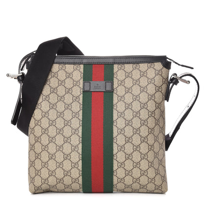 Gucci GG Supreme Monogram Web Messenger Bag Black 1 of 9