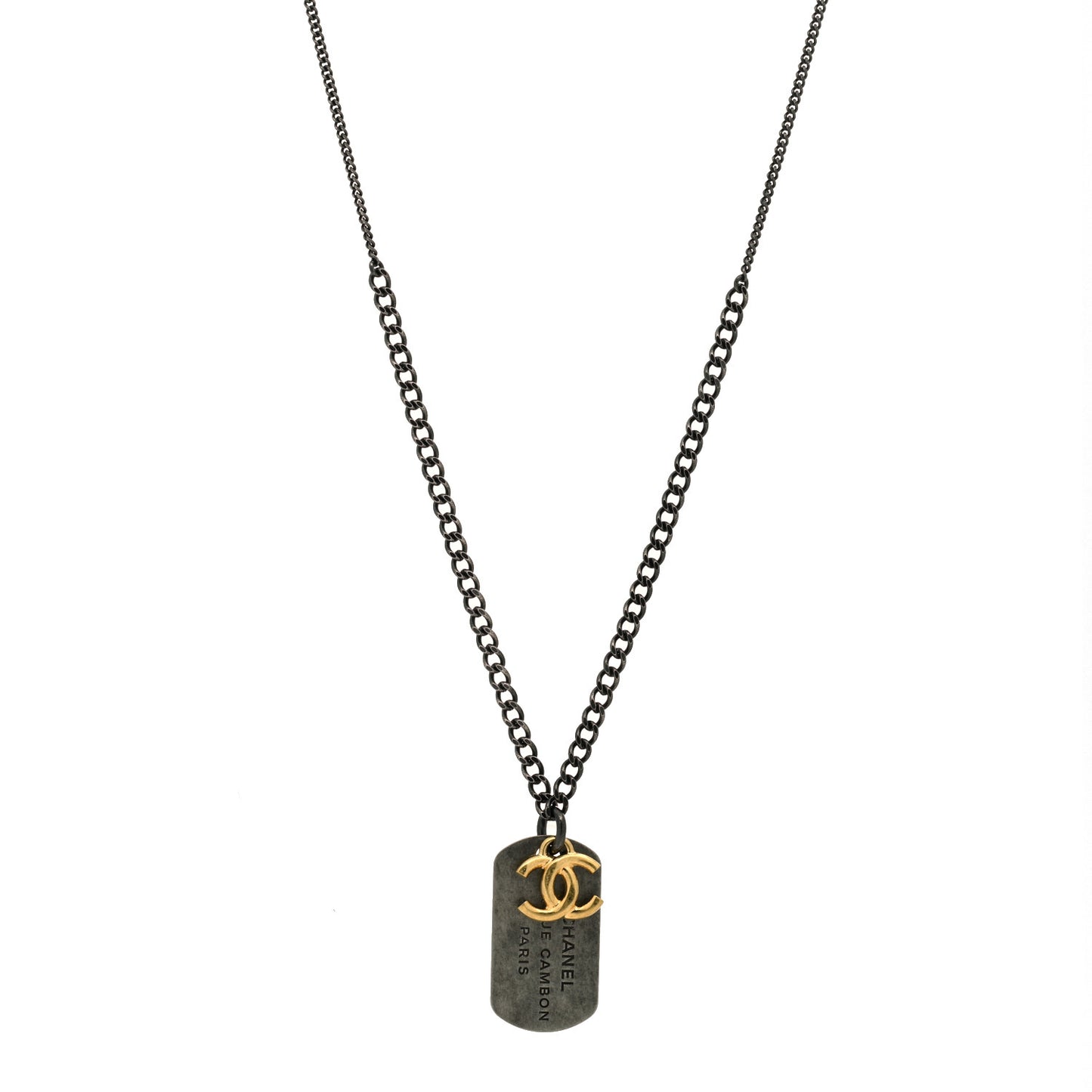 Ruthenium ID Dog Tag Charm Necklace Silver Gold