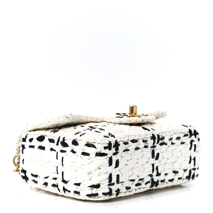 Chanel Raffia Effect Tweedy Mini Flap Bag White Black 4 of 12