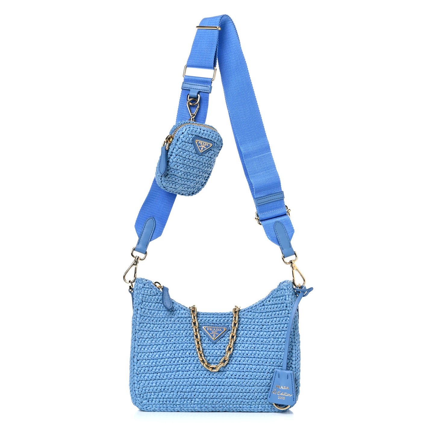 Yarn Raffia Effect Crochet Re-Edition 2005 Shoulder Bag Celeste