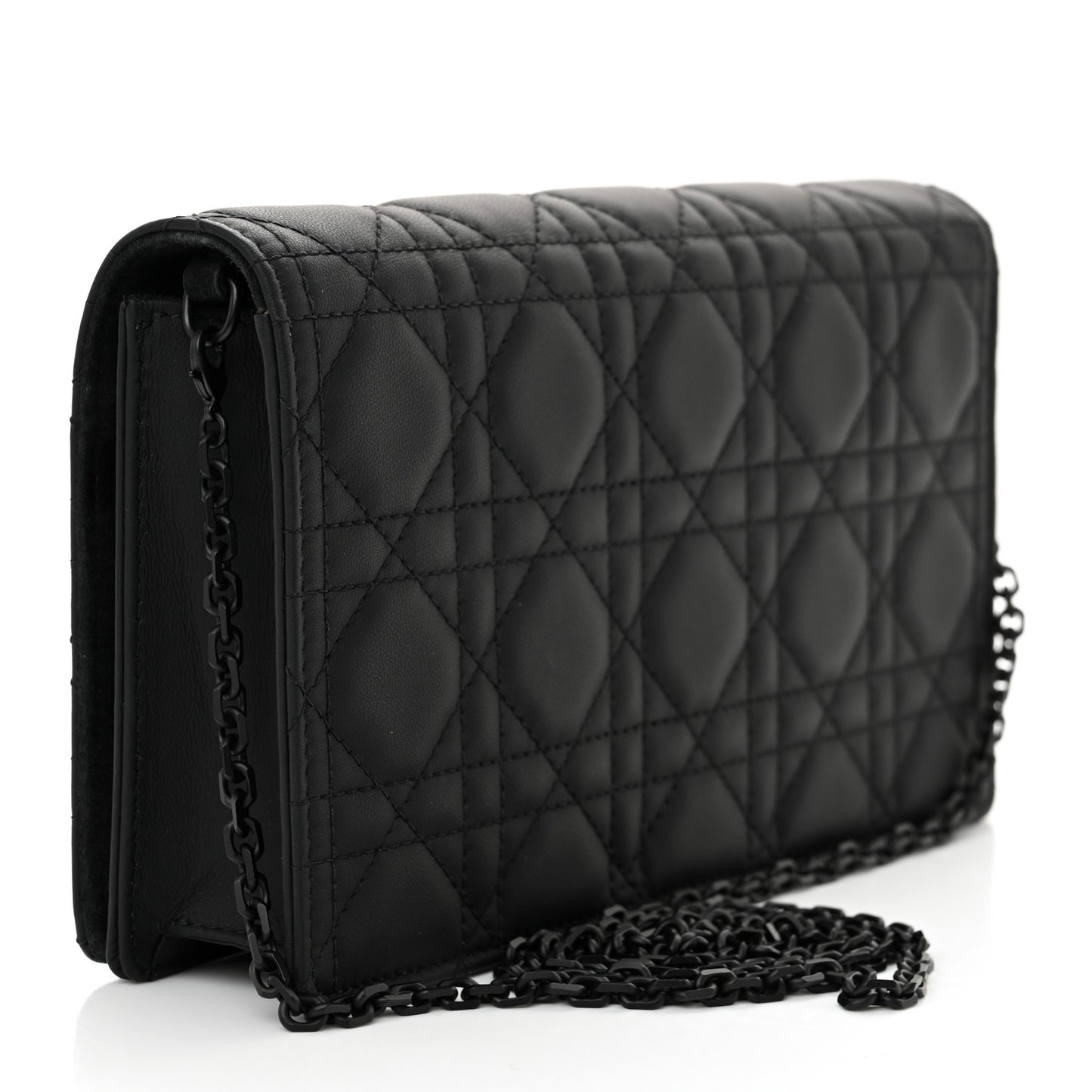 Ultra Matte Calfskin Cannage Lady Dior Clutch Black
