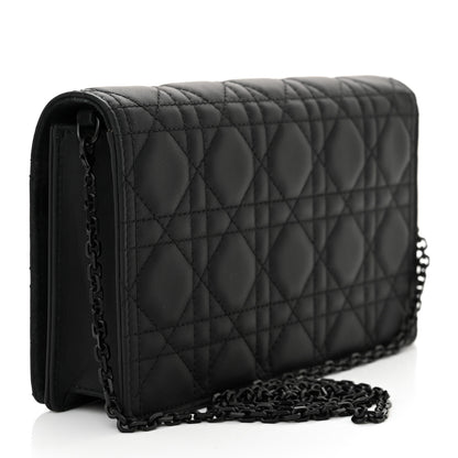 Christian Dior Ultra Matte Calfskin Cannage Lady Dior Clutch Black 4 of 12