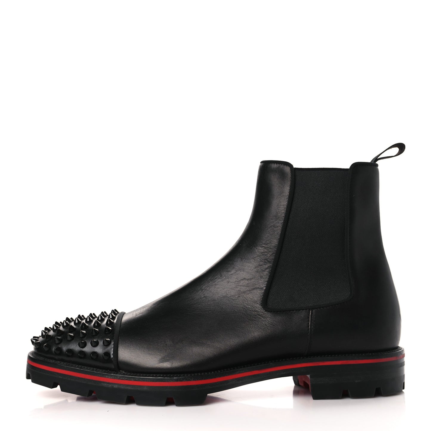 Calfskin Mens Melon Spikes Flat Chelsea Boots 42.5 Black