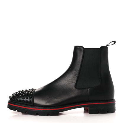 Christian Louboutin Calfskin Mens Melon Spikes Flat Chelsea Boots 42.5 Black 1 of 7