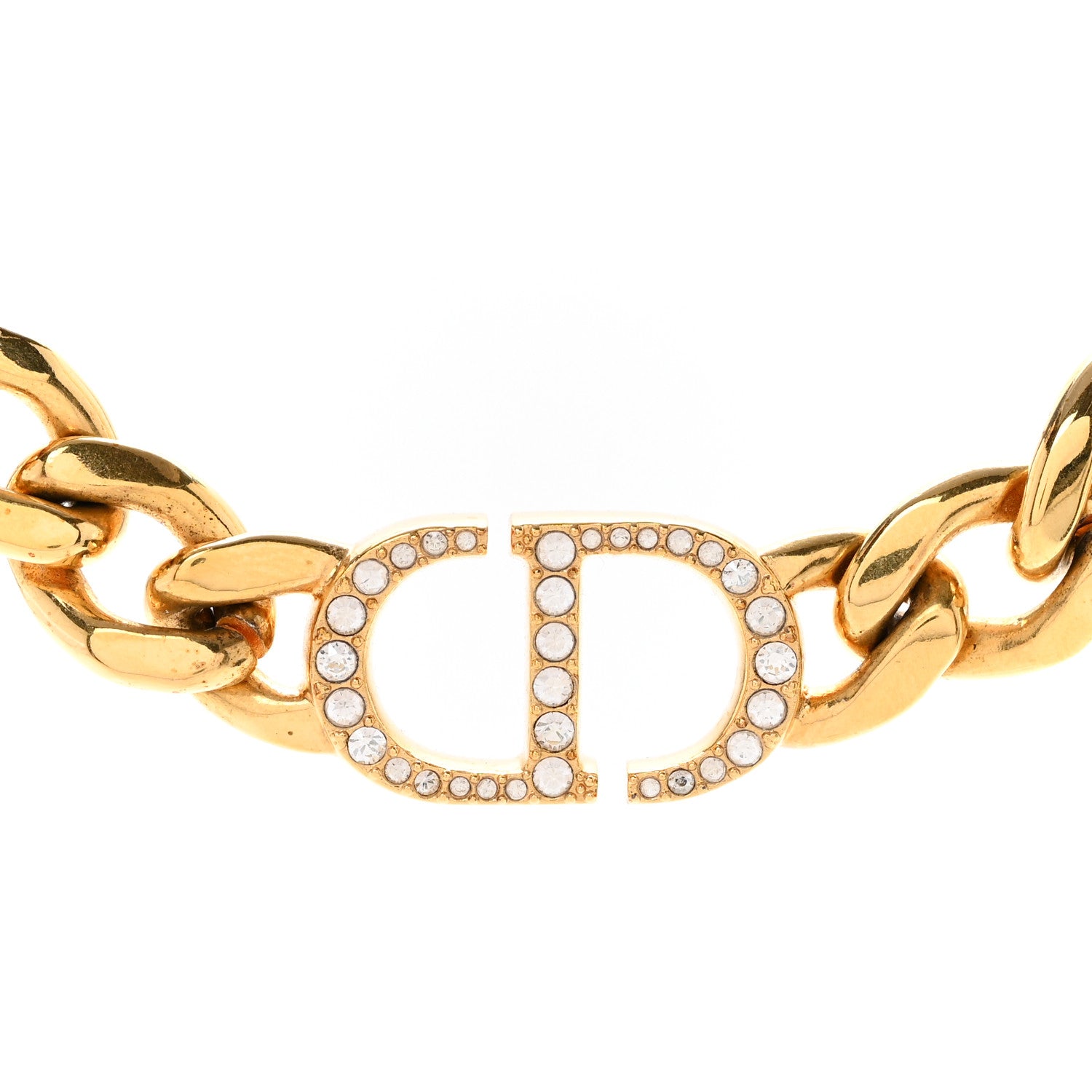 Christian Dior Metal Crystal 30 Montaigne Necklace Gold 1824251