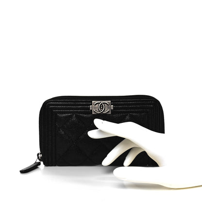 Chanel Caviar Quilted Small Boy Zip Around Wallet Black 2 of 10