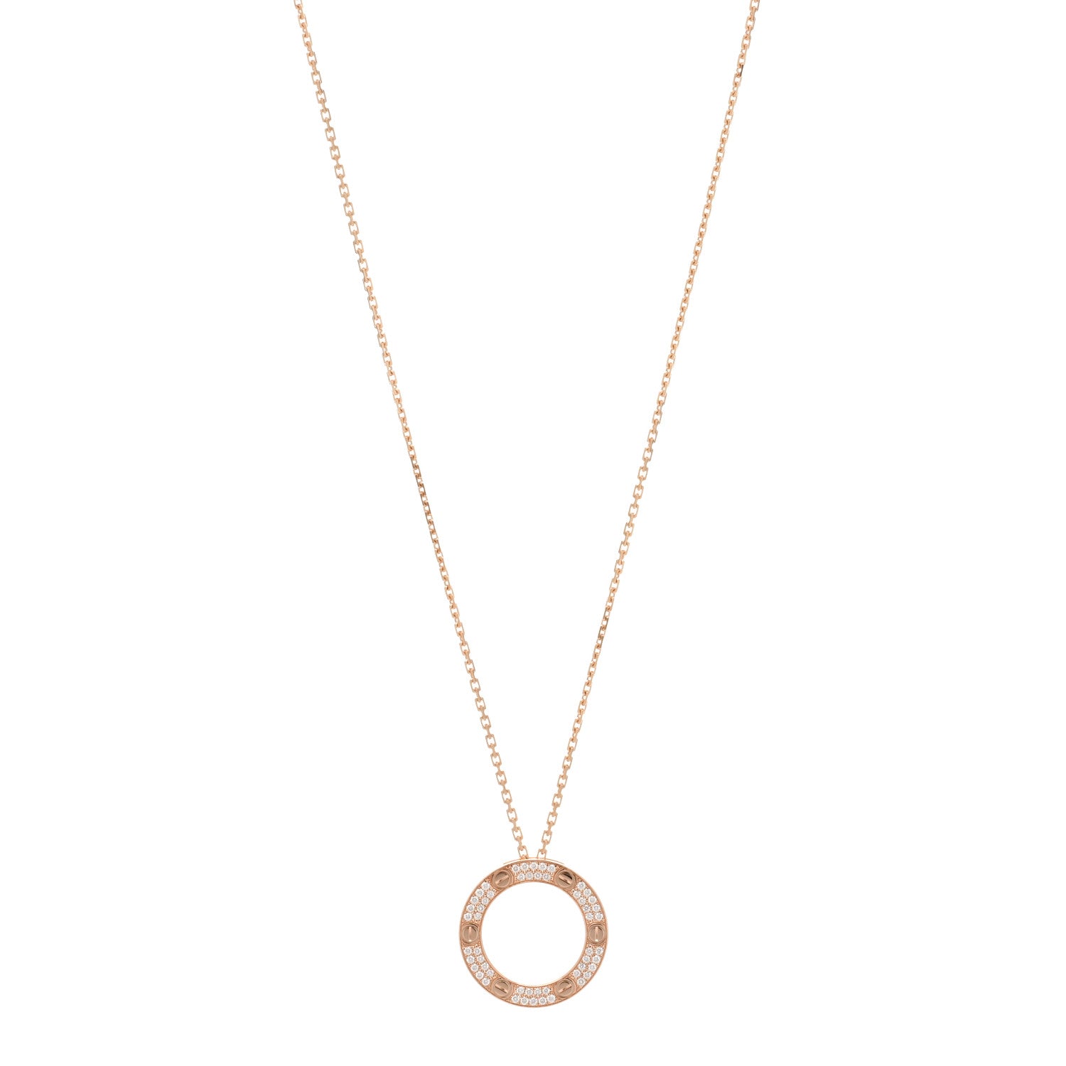 Cartier 18K Pink Gold Diamond LOVE Paved Necklace 1 of 5
