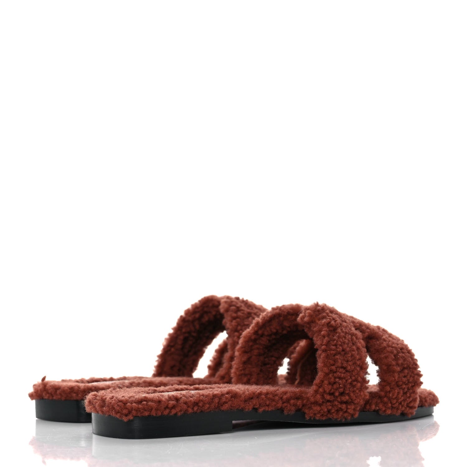 Hermes Woolskin Oran Sandals 37 Cognac 4 of 8