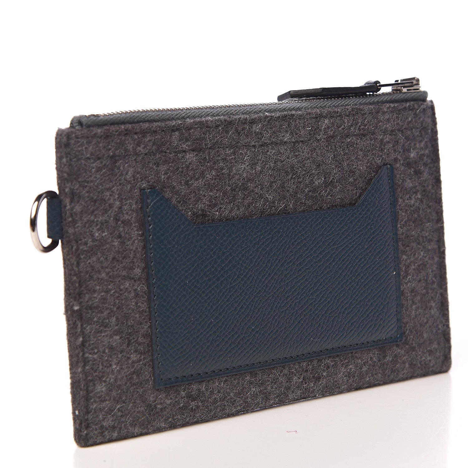 Hermes Felt Epsom Toodoo Card Holder Gris Moyen Indigo Vert Cypress 3 of 8