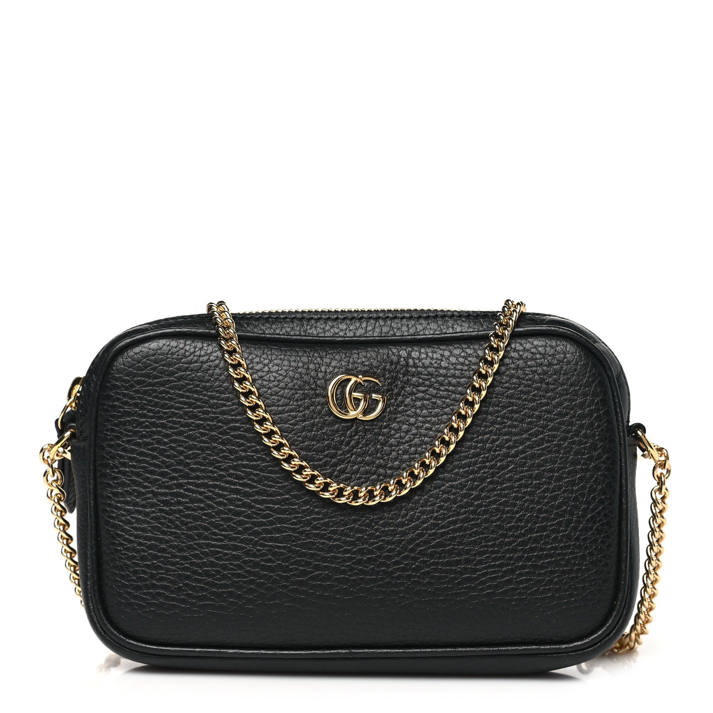 Dollar Calfskin Super Mini GG Marmont Chain Shoulder Bag Black