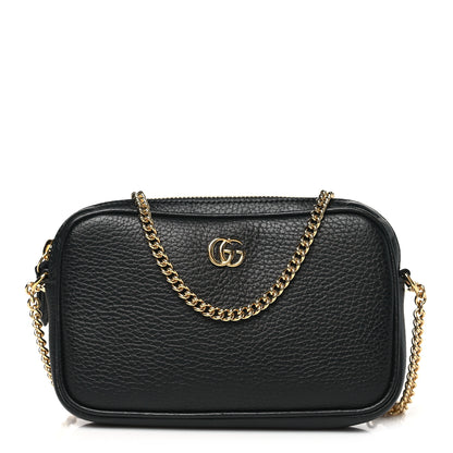 Gucci Dollar Calfskin Super Mini GG Marmont Chain Shoulder Bag Black 1 of 10