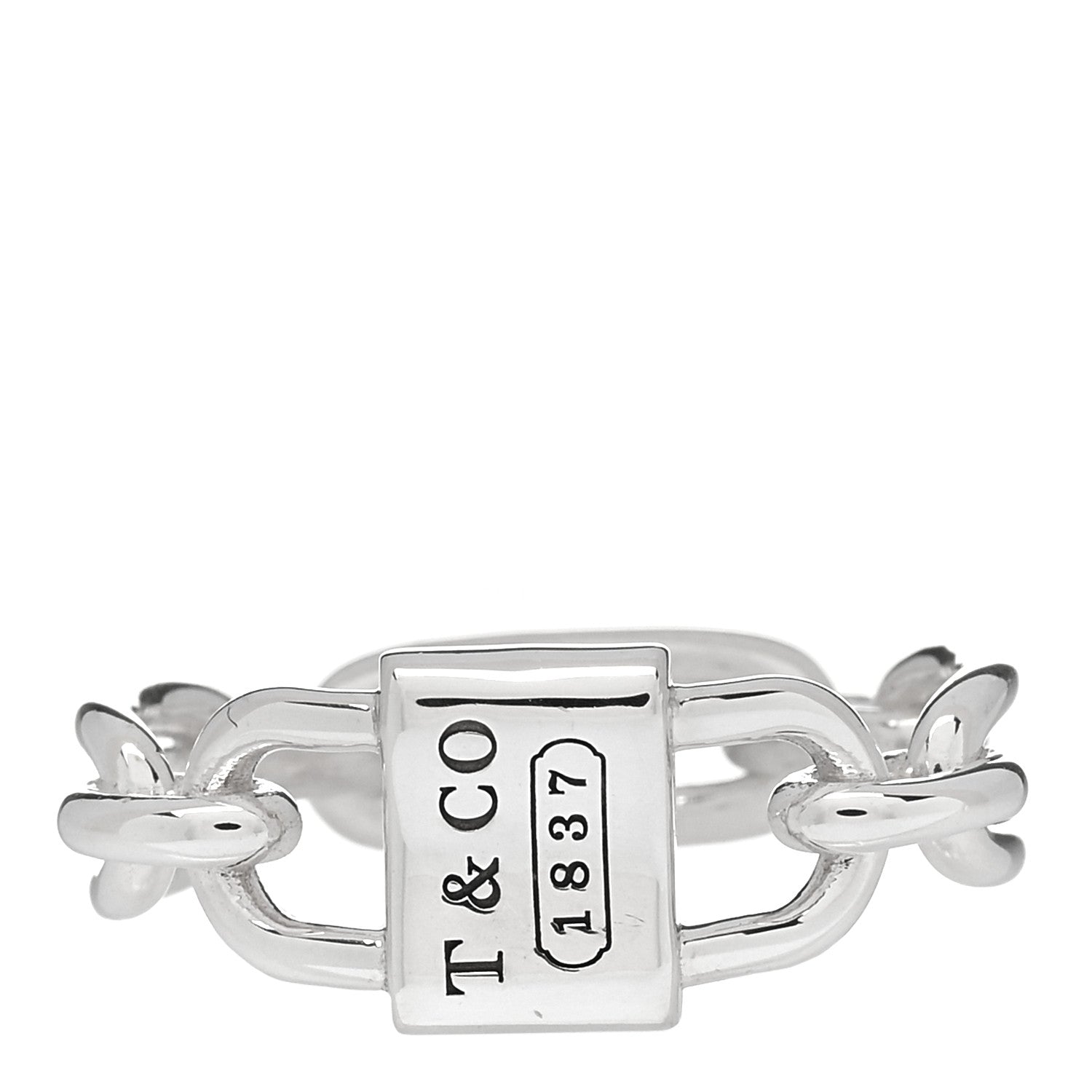 Tiffany Sterling Silver 1837 Small Double Lock Ring 54 7 1 of 4