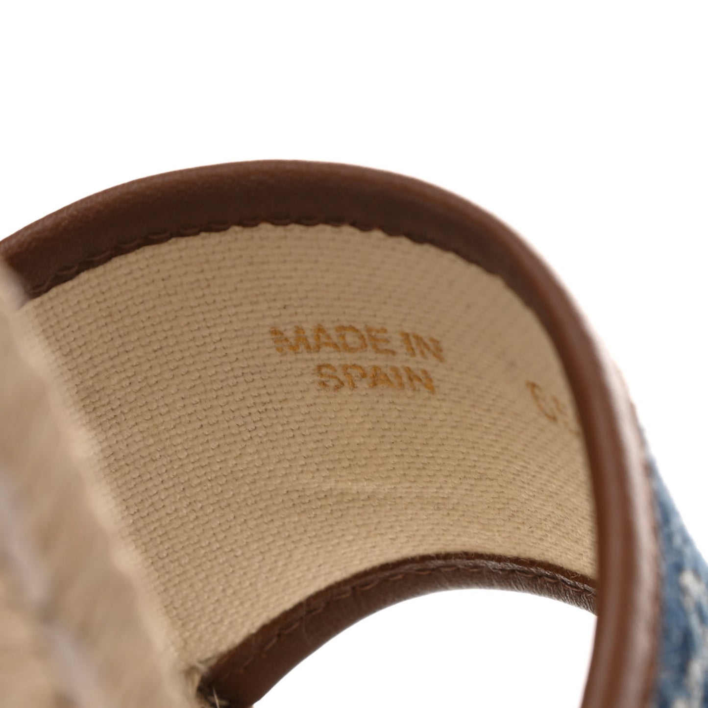 New Denim GG Monogram Ankle Wrap Espadrille Wedge Sandals 38 Blue Tea Cuir Epilog