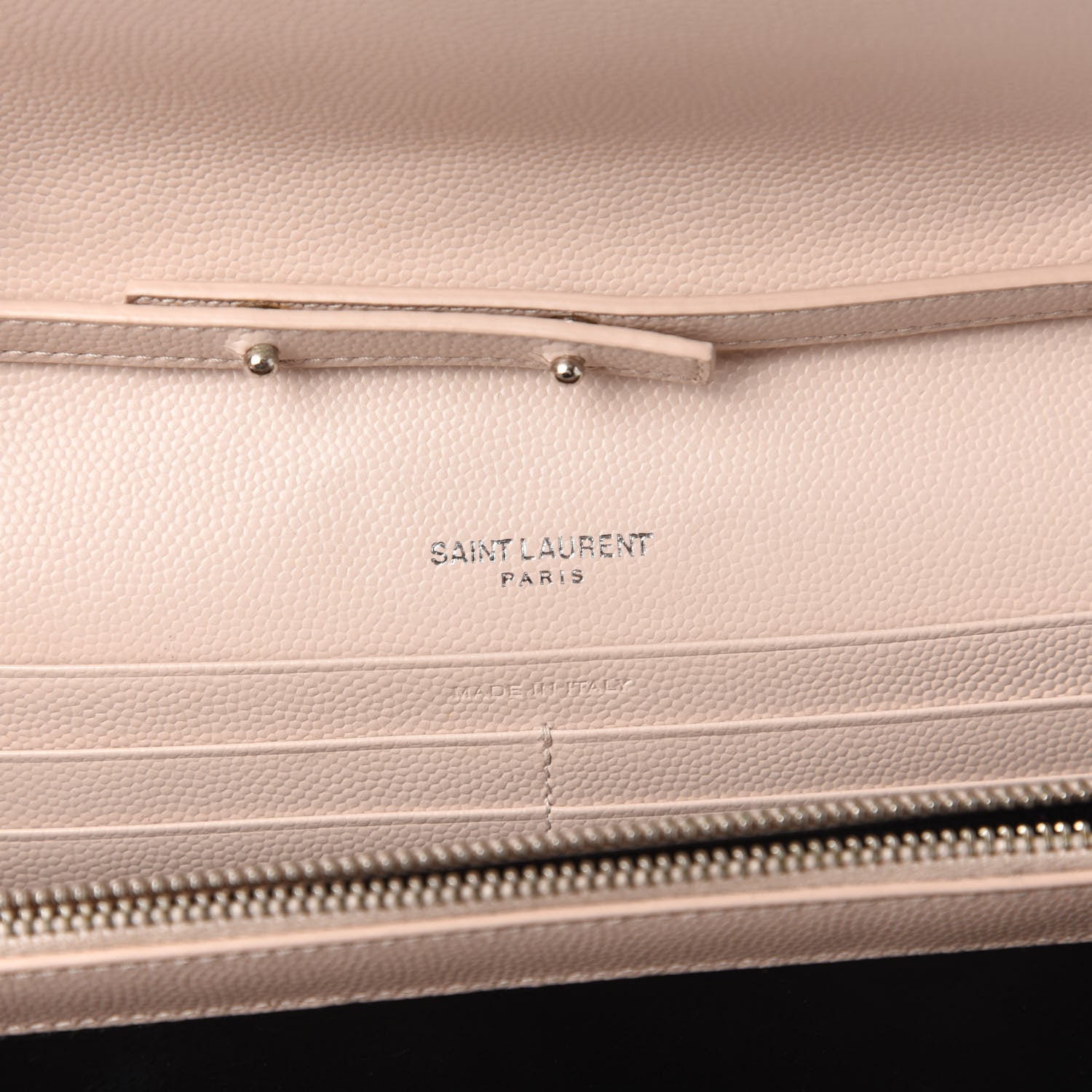 Saint Laurent Grain De Poudre Matelasse Chevron Monogram Chain Wallet Washed Light Pink 8 of 9