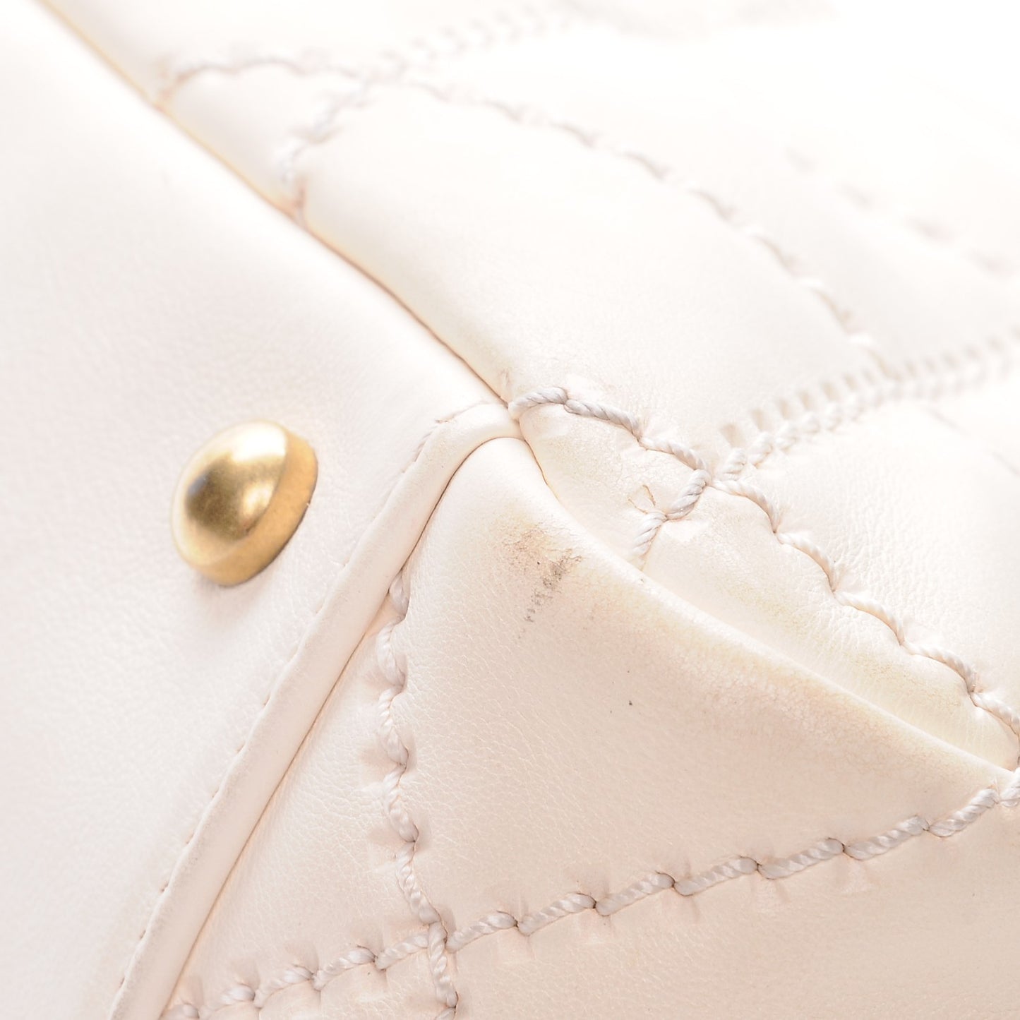 Calfskin Quilted Retro Chain Flap Beige